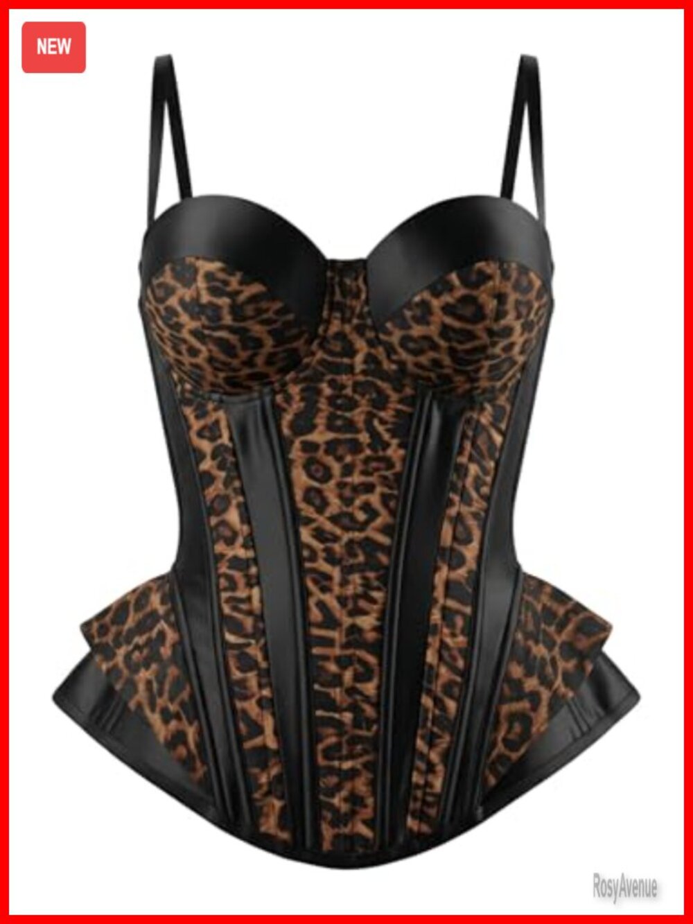 19 Steel Boned Overbust Corset Top Bustier Adjustable Lace-Up Back